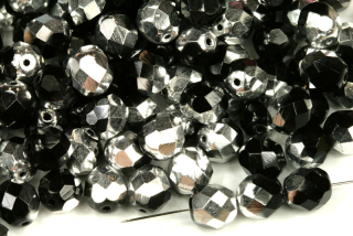 Broušená kulička ohňovka 8 mm, 20 ks/16 cm - sytá černá s půlpokovem Labrador