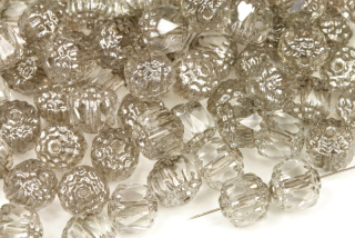 Broušená Bols perle 8 mm, 10 ks - krystal se stříbrným listrem