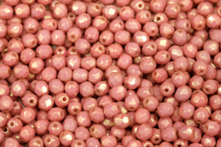 Broušená kulička ohňovka 4 mm, 40 ks/16 cm - červený listr na křídě