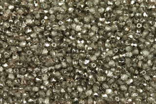 Broušené korálky ohňovky 2 mm, 100 ks - půlpokov Chrom na krystalu