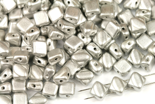 Silky beads Diagonal 6x6 mm, 30 ks - matná stříbrná, bronze aluminium