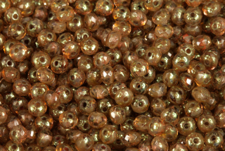 Broušené korálky slavík 3x5 mm, 50 ks/16 cm - měsíční sklo s růžovohnědou lazurou