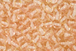 Mačkané korálky kuličky 6 mm, 27 ks/16 cm - transparentní růžová, rozalín