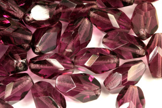 Broušené korálky nugety 15x10 mm, 10 ks - transparentní ametystově fialová