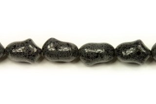 Voskovaná perle tvarová 13x9 mm, 14 ks - šedá kropenatá