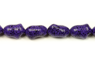 Voskovaná perle tvarová 13x9 mm, 14 ks - fialová kropenatá
