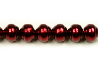 Voskované korálky tvarové 10 mm, 18 ks/16 cm - vínově červená lesklá