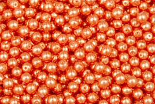 Voskované korálky kuličky 4 mm, 40 ks/16 cm - oranžová lesklá