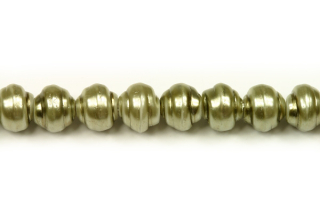 Voskované korálky tvarová 8 mm, 23 ks/16 cm - khaki světle zelená