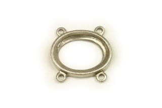Kotlík ovál 21x16 mm (bez oček) pro kámen 18x13 mm, 4 očka, galva starostříbro, 1 ks