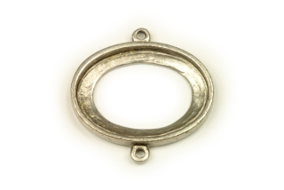 Kotlík ovál 28x21 mm (bez oček) pro kámen 25x18 mm, 2 očka, galva starostříbro, 1 ks