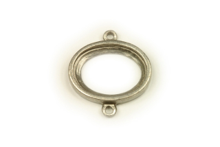 Kotlík ovál 21x16 mm (bez oček) pro kámen 18x13 mm, 2 očka, galva starostříbro, 1 ks