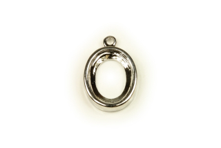 Kotlík ovál 17x14 mm (bez oček) pro kámen 14x10 mm, 1 očko, Rhodium, 1 ks