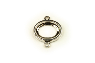 Kotlík ovál 17x14 mm (bez oček) pro kámen 14x10 mm, 2 očka, Rhodium, 1 ks