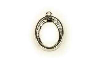 Kotlík ovál 21x16 mm (bez oček) pro kámen 18x13 mm, 1 očko, Rhodium, 1 ks