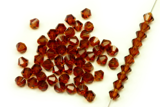 M.C. sluníčka (bicone) 4 mm, 36 ks - transparentní tmavý topaz