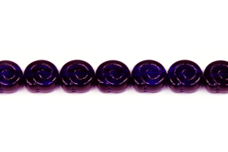 Mačkané korálky smáčené, ulita šnek 8 mm, 19 ks/16 cm - transp. tmavě modrofialová