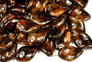 Smáčené perle vrtule 19x13 mm, 9 ks/16 cm - hnědý kamenový dekor