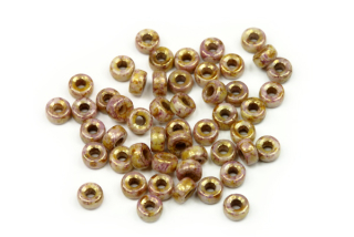 Mačkaný kroužek Czech Heishi 4x2 mm, 50 ks - bronzovo-fialový listr Senegal na alabastru