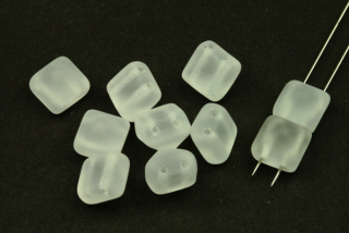Dvoudírková pyramida, beadstud 8x8 mm, 10 ks - matný krystal