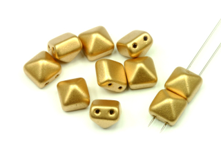Dvoudírková pyramida, beadstud 8x8 mm, 10 ks - matná zlatá pálená, Gold Bronze