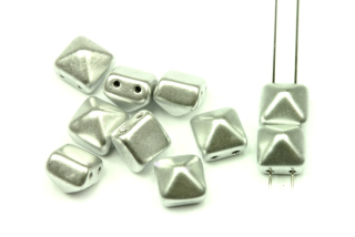 Dvoudírková pyramida, beadstud 8x8 mm, 10 ks - matná stříbrná, bronze aluminium
