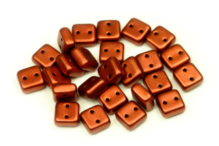 Dvoudírkový Chexx 6x6 mm, 30 ks - matná červená pálená, bronze fire red