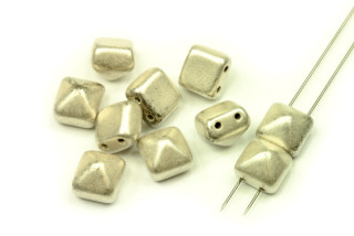 Dvoudírková pyramida, beadstud 8x8 mm, 10 ks - starostříbrný pokov