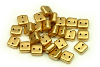 Dvoudírkový Chexx 6x6 mm, 30 ks - matná zlatá pálená, Gold Bronze