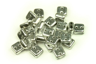 Dvoudírkový Chexx 6x6 mm, 30 ks - stříbrný celopokov Labrador na krystalu