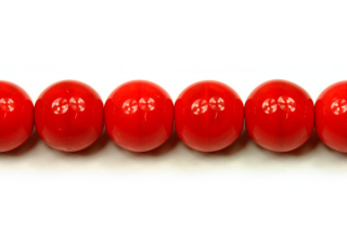 Mačkané korálky kuličky 12 mm, 6 ks - sytá korálově červená