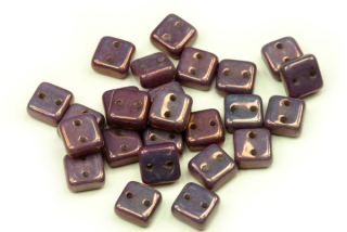 Dvoudírkový Chexx 6x6 mm, 30 ks - fialový listr Vega na alabastru