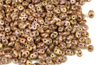 Matubo Superduo™ 2,5x5 mm, bal. 10 g - bronzovo-fialový mramorovaný listr Senegal na křídě