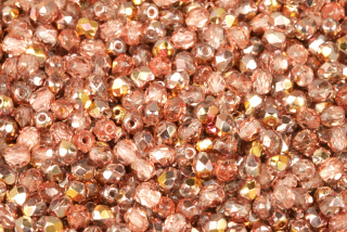 Broušené korálky ohňovky 4 mm, 40 ks/16 cm - půlpokov Capri na krystalu