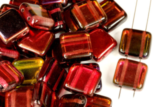 Dvoudírková Czech Tila 12x12x4,5 mm, 10 ks - oranžovo-hnědo-červený Magic