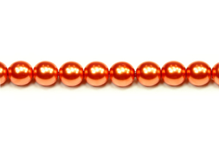 Voskované korálky kuličky 6 mm, 27 ks/16 cm - oranžová lesklá
