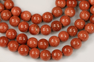 Syntetické korálky - kulička 8 mm, 1 ks - syntetický zlatý avanturín (Goldstone)