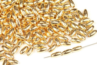 Plastové korálky rýže 6x3 mm, 10 g (cca 300 ks) - barva světle zlatá
