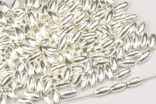 Plastové korálky rýže 6x3 mm, 10 g (cca 300 ks) - barva stříbrná