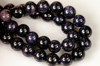 Syntetické korálky - kulička 8 mm, 1 ks - syntetický modrý avanturín (Goldstone)