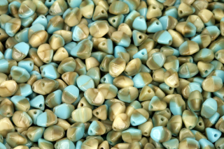 Mačkaná pohanka klasik 5x4 mm, 30 ks - žíhaná béžovo-tyrkysově modrá