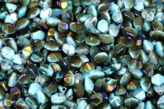 Mačkaná pohanka klasik 5x4 mm, 30 ks - žíhaná šedo-modrá s půlpokovem Azuro