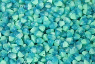 Mačkaná pohanka klasik 5x4 mm, 30 ks - žíhaná modro-modrozelená