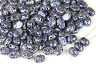 Dvoudírkový korálek Bios 5x7 mm, 30 ks - stříbrno-modrý granit