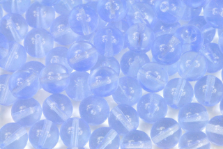 Mačkané korálky kuličky 8 mm, 20 ks/16 cm - transparentní safírově modrá