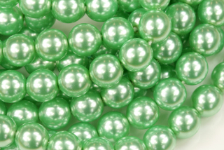 Voskované korálky kuličky 8 mm, 20 ks/16 cm - světle zelená
