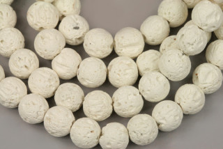 Minerální korálky - kulička 8 mm, 1 ks - bílá láva