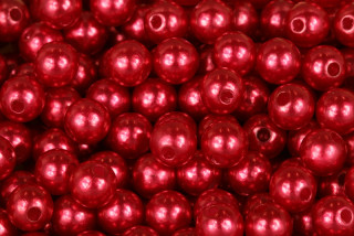 Plastové korálky voskované, imitace perel, kulička 8 mm, 20 ks - červená