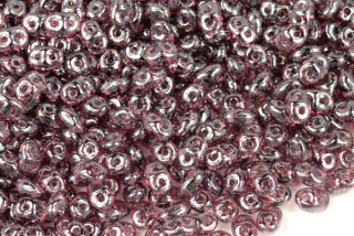 Matubo Superduo™ 2,5x5 mm, bal. 10 g - transp. ametyst s bílým listrem