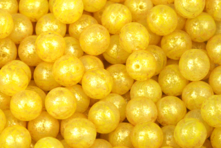 Mačkané korálky kuličky 8 mm, 20 ks/16 cm - žlutý opál, Gold splash